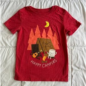 Kid's Happy Campers T Shirt Red S'mores Campfire